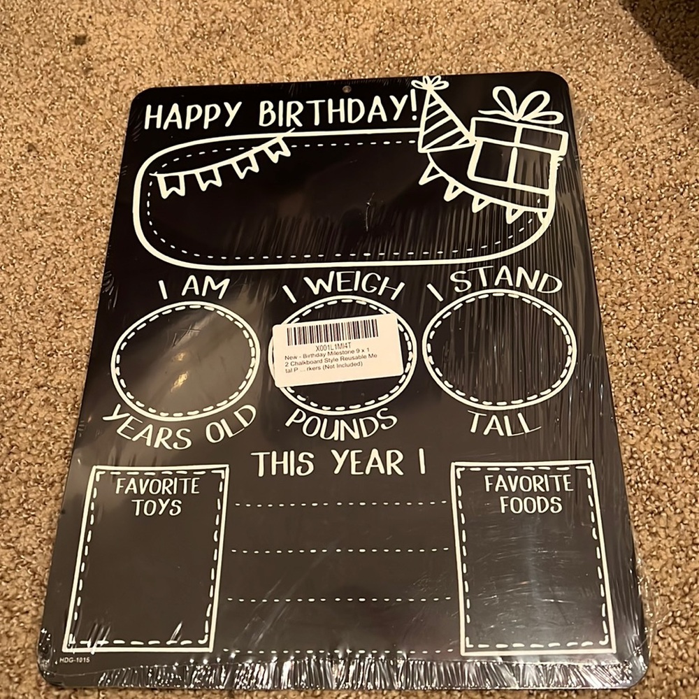 Kids happy birthday milestone chalkboard